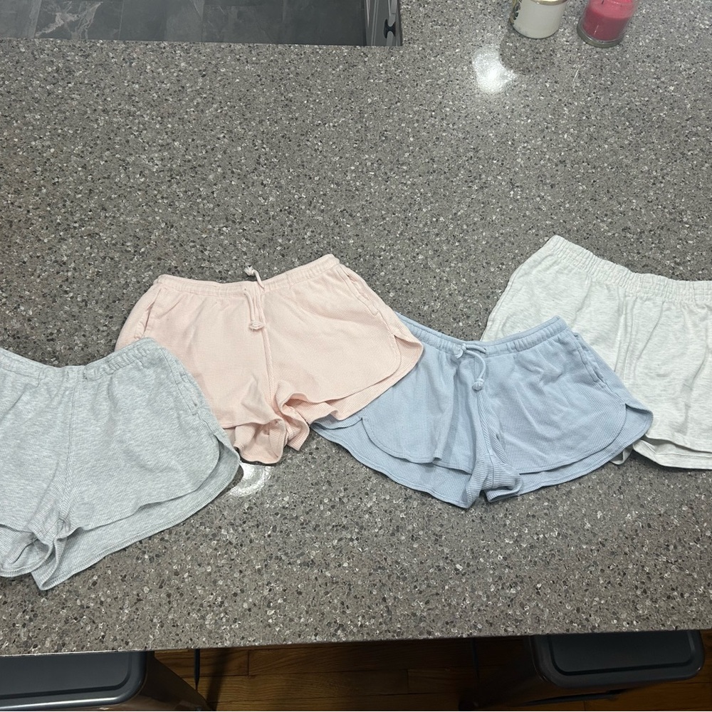 Brandy Melville Thermal Short Bundle- Gray, Pink, Blue